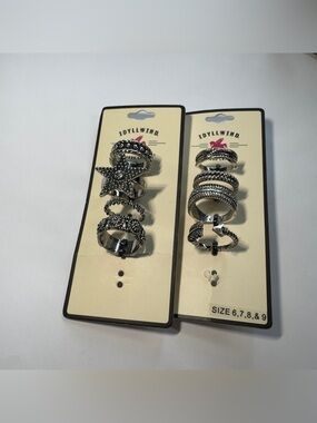 Size 6,7 & 8 Idyllwind Silver Stacked Ring Set with Star and Textured Bands